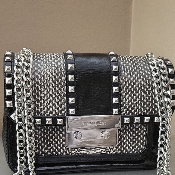 Michael Kors Handbags - Michael Kors Black and Silver Studded Crossbody Bag